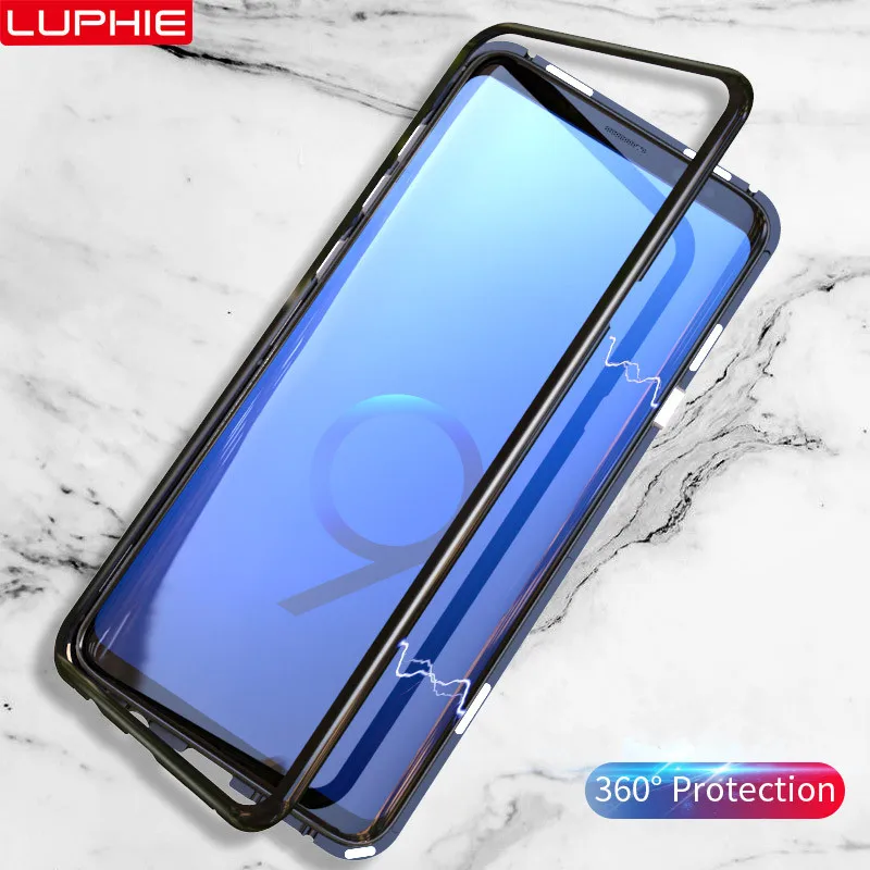 Магнитный чехол Luphie для samsung galaxy s9 plus металлический магнитный бампер телефона