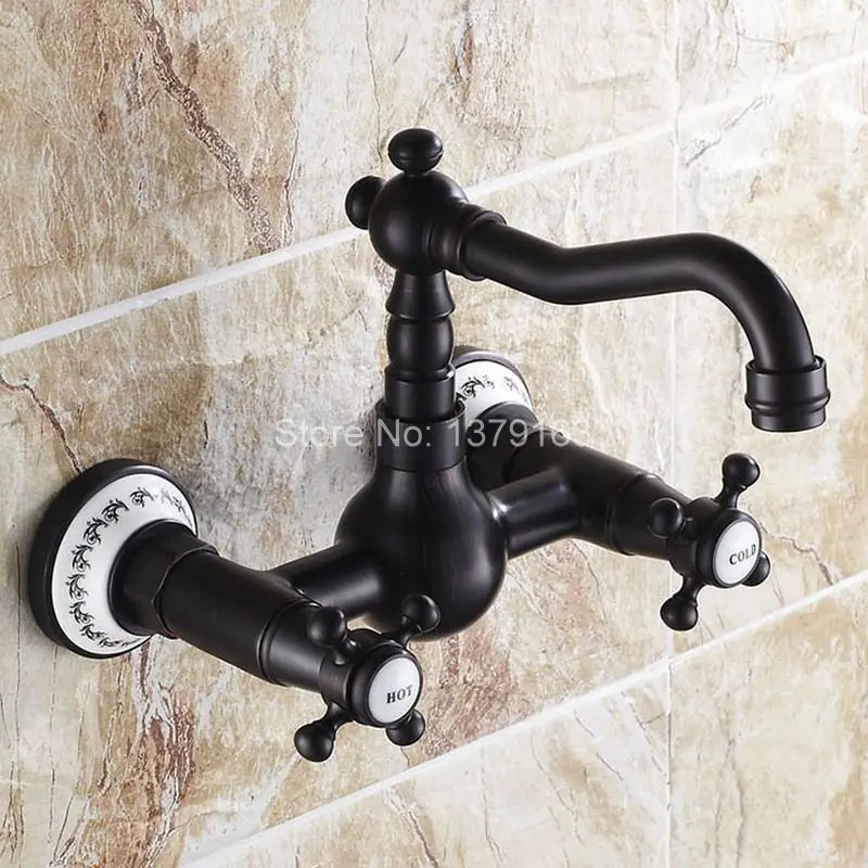 Black Oil Rubbed Bronze Wall Mounted Dual Cross Handles Swivel Kitchen Bathroom Sink Basin Faucet Mixer Tap aan013
Black Oil Rubbed Bronze Wall Mounted Dual Cross Handles Swivel Kitchen Bathroom Sink Basin Faucet Mixer Tap aan013