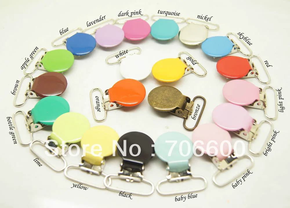 200PCS Top Round shape suspender clips multicoloured wholesale pacifier for 25mm ribbon garment clip
200PCS Top Round shape suspender clips multicoloured wholesale pacifier for 25mm ribbon garment clip
