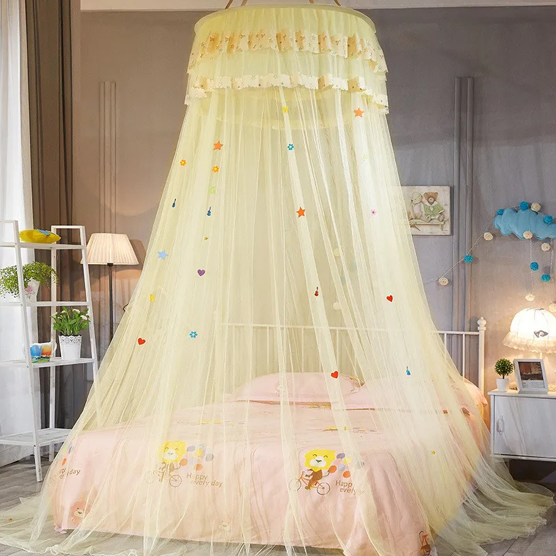 

1pc star blue round mosquito net pink kids princess ceiling bed netting one door Summer net moustiquaire for 1.2m 1.5m 1.8m bed