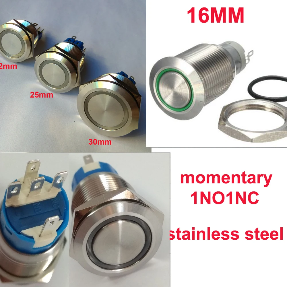 16mm 19mm 22mm 25mm 30mm 3V 6V 12V 24V Ring Led Light Momentary Push Button Switch DPST Metal Industrial Boat Car DIY Switch
16mm 19mm 22mm 25mm 30mm 3V 6V 12V 24V Ring Led Light Momentary Push Button Switch DPST Metal Industrial Boat Car DIY Switch