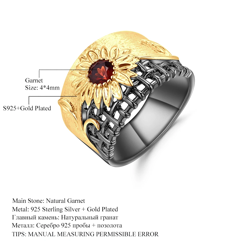 GEM'S BALLET 925 Sterling Silver Gemstones Ring 0.36Ct Natural Garnet Handmade Yellow chrysanthemum Rings for Women Fine Jewelry
GEM'S BALLET 925 Sterling Silver Gemstones Ring 0.36Ct Natural Garnet Handmade Yellow chrysanthemum Rings for Women Fine Jewelry