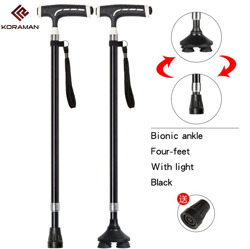 KORAMAN elderly light walking stick adjustable telescopic hiking cane crutch magnetic therapy fitness aid 0055 | Спорт и развлечения