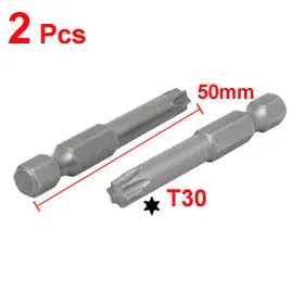 UXCELL Newest 2 Pcs 50mm Length 1/4 Inch Hex Shank T30 Magnetic Tip Torx Screwdriver Bits