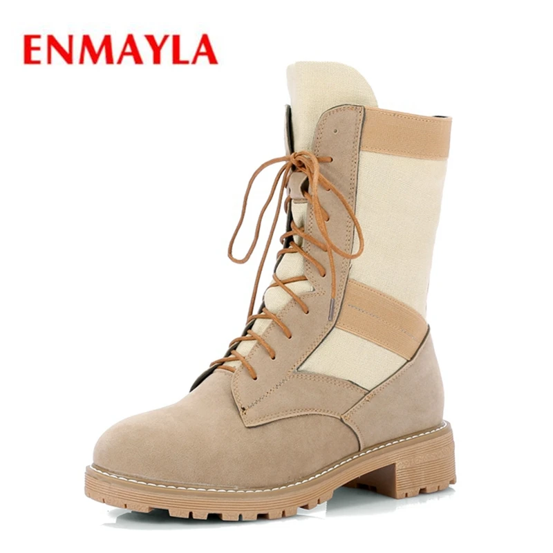 ENMAYLA New style women flock round toe square heel lace-up mid-calf boots Lady fashion color block boots ZYL517
ENMAYLA New style women flock round toe square heel lace-up mid-calf boots Lady fashion color block boots ZYL517