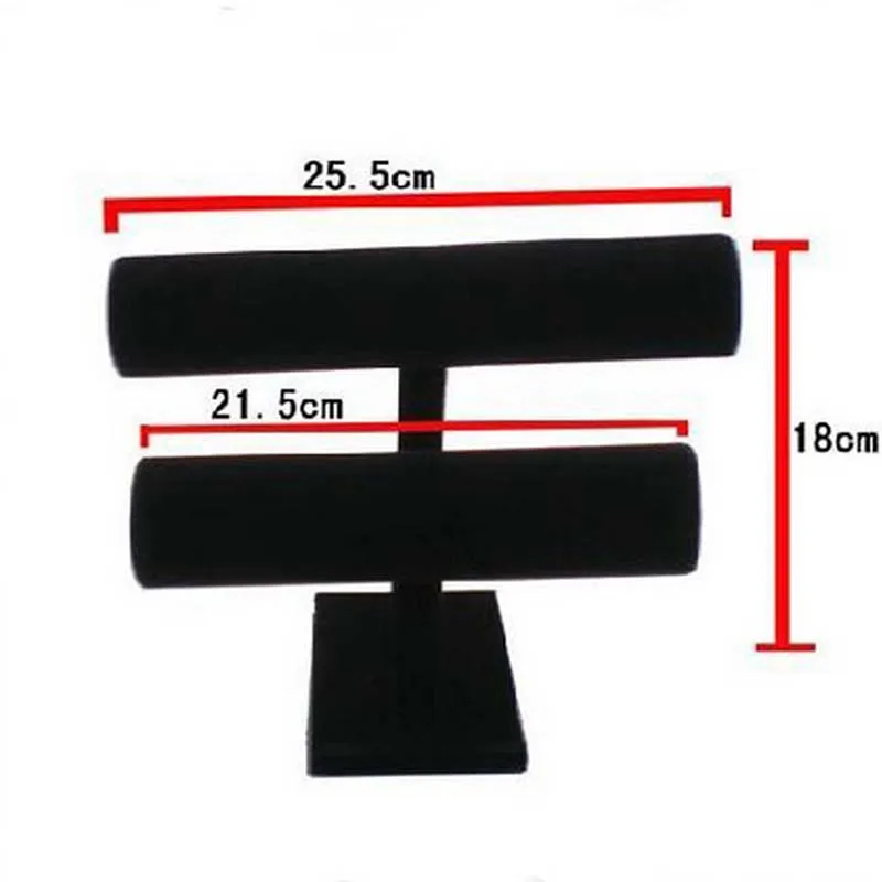2 Tier Black Velvet Bangle Bracelet Chain Necklace Display Stand T-Bar Jewelry Organizer Hard Rack Holder Showcase Gift
2 Tier Black Velvet Bangle Bracelet Chain Necklace Display Stand T-Bar Jewelry Organizer Hard Rack Holder Showcase Gift