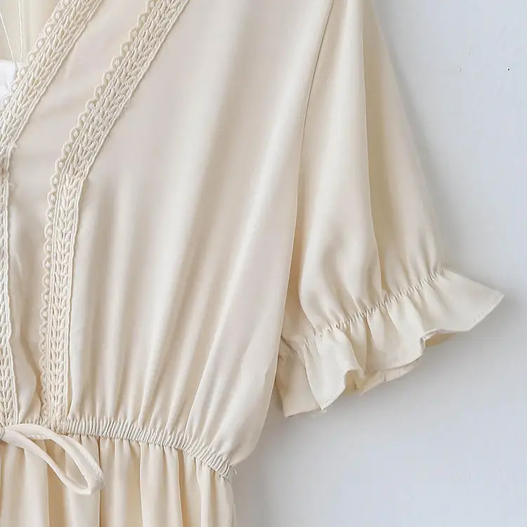 Sexy Women Summer Dress 2019 V Neck Chiffon Lace Dress Korean Style Design Slim Casual Holiday Dress Female 6274
Sexy Women Summer Dress 2019 V Neck Chiffon Lace Dress Korean Style Design Slim Casual Holiday Dress Female 6274