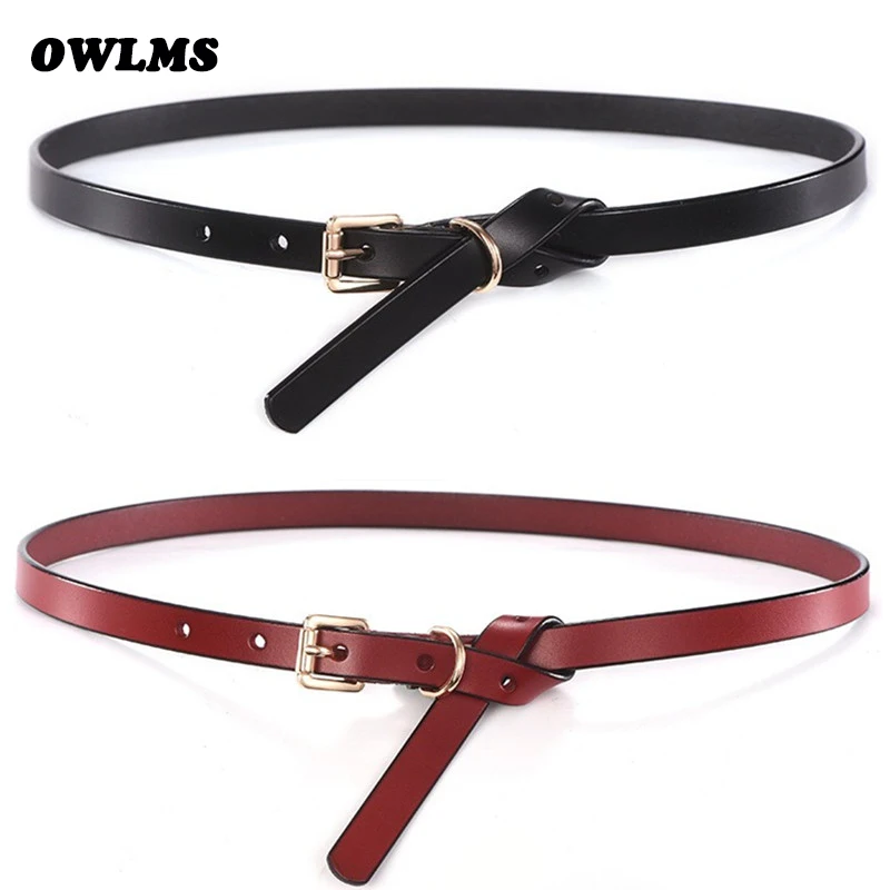 Women Genuine leather belts black cowskin gold Pin buckle lady strap belt thin waistband student Jeans Dress Female brown Straps
Women Genuine leather belts black cowskin gold Pin buckle lady strap belt thin waistband student Jeans Dress Female brown Straps