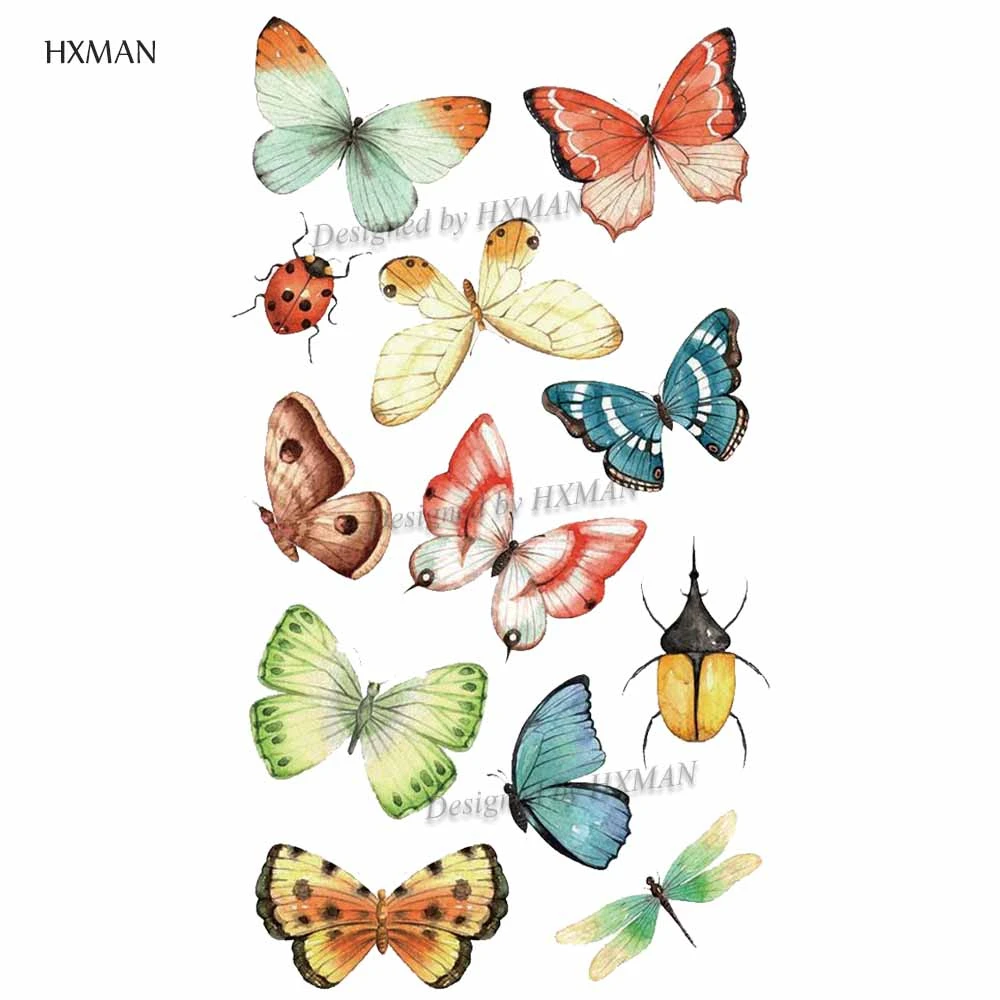 HXMAN бабочка Временные татуировки стикер животных для женщин модные сексуальные