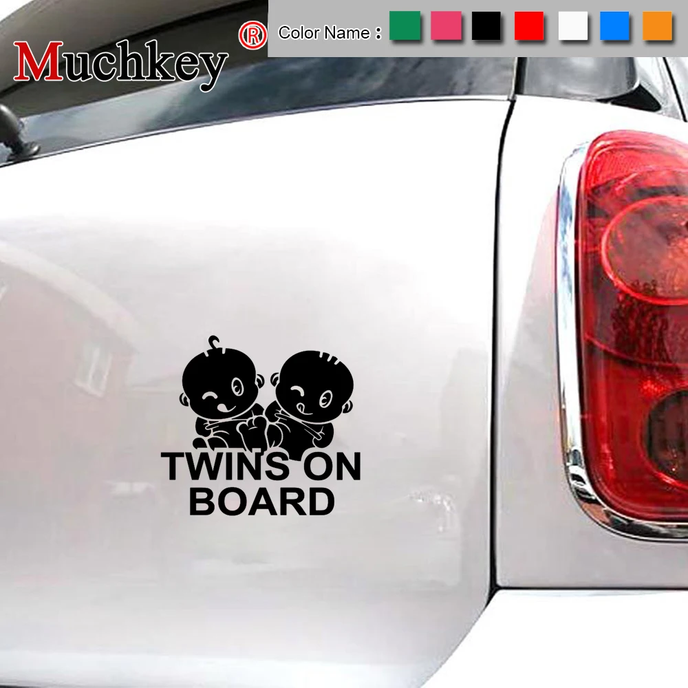 

15.2*13.7CM TWINS ON BOARD Warning Mark Car Stickers For Volkswagen VW Passat B5 B6 B7 B5.5 B3 3C B8 CC Car Styling