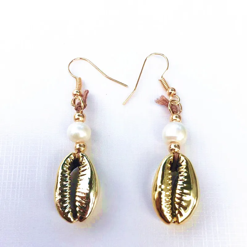 2019 Cowry серьги в виде ракушек корейская мода ювелирные изделия стиле бохо золотые