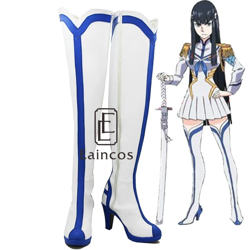 Аниме KILL la Kiryuuin Satsuki обувь для косплея вечерние белые высокие сапоги