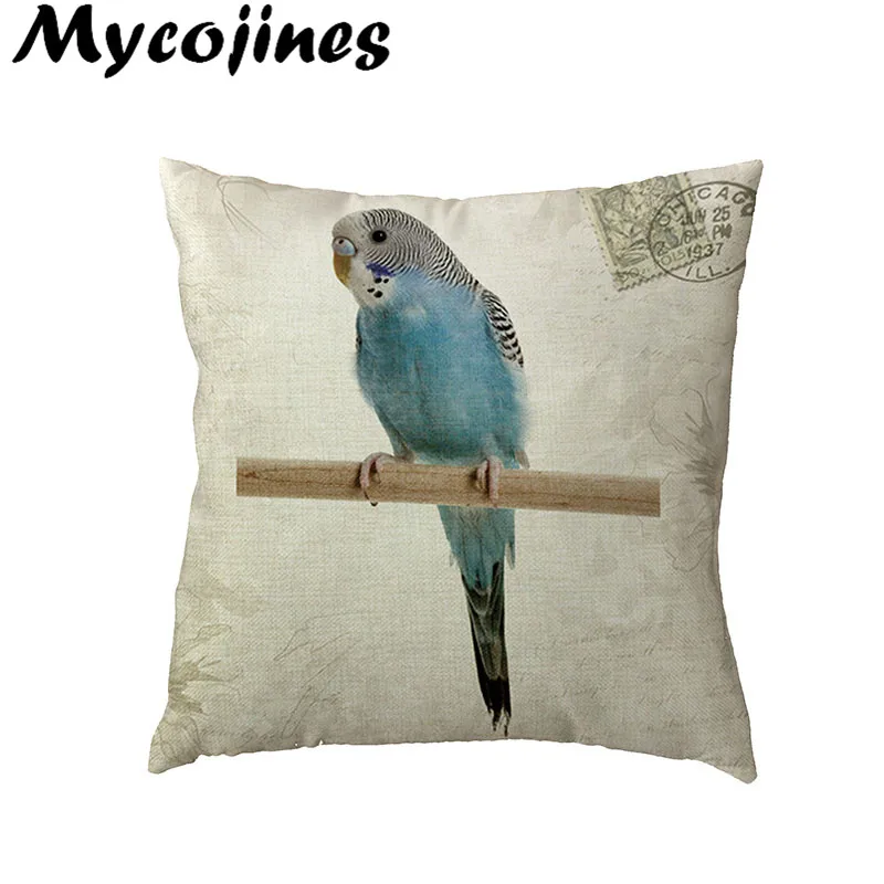 Хлопковый винтажный декор для дивана с принтом Тропических птиц Белый Чехол на