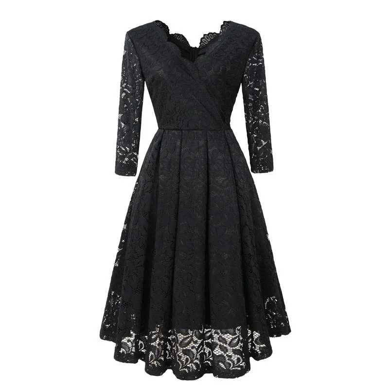 Women Dress 2019 Spring Vintage V Neck 3/4 Sleeve Empire Slim Swing A Line Dress Evening Party Dress Stretch Floral Lace Dresses
Women Dress 2019 Spring Vintage V Neck 3/4 Sleeve Empire Slim Swing A Line Dress Evening Party Dress Stretch Floral Lace Dresses