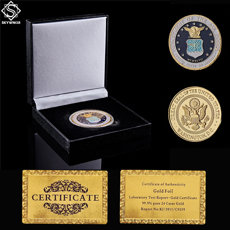 US Government Department Of The Air Force Challenge Military Gold Coin w/ Box Display
US Government Department Of The Air Force Challenge Military Gold Coin w/ Box Display