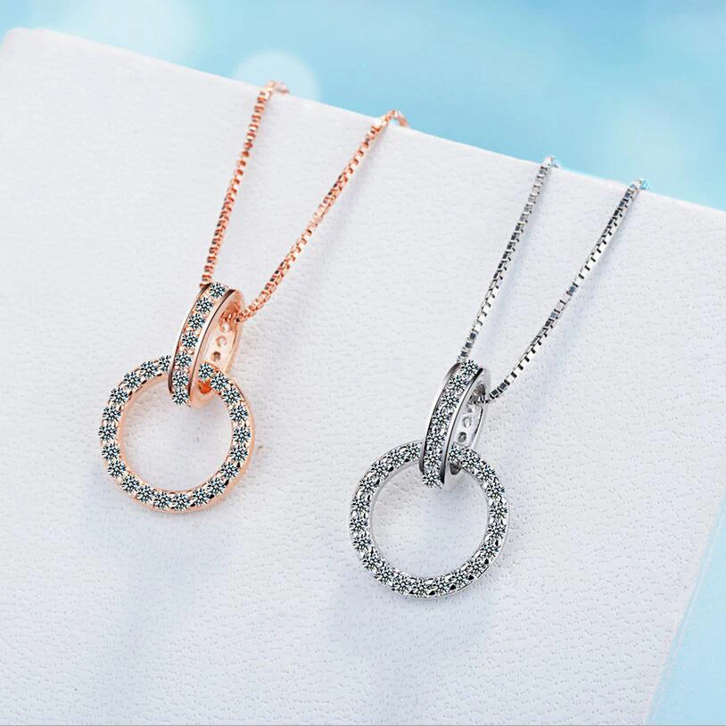 New Arrival Double Loop Pendant Necklace Double Loop Round Rhinestone Silver Planted Pendant For Women Long Chain Necklaces
New Arrival Double Loop Pendant Necklace Double Loop Round Rhinestone Silver Planted Pendant For Women Long Chain Necklaces