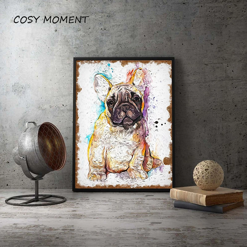COSY MOMENT коричневый французский Бульдог постер минималистский Искусство собака