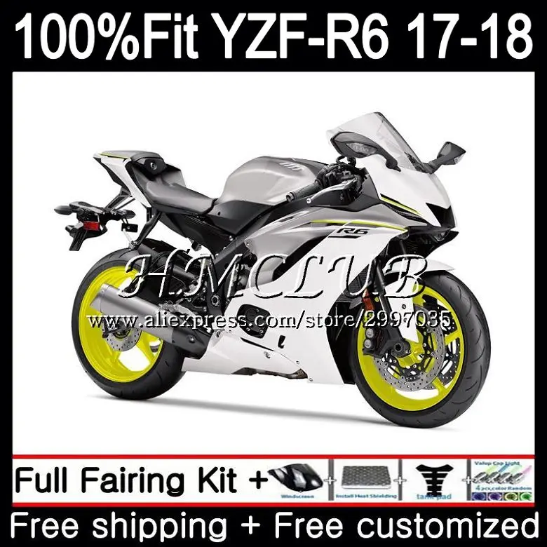 Корпус инжектора для YAMAHA YZF600 YZF R6 2017 2018 3HC. 5 600 R 6 17 YZFR6 18 обтекатель комплект белый