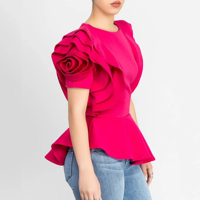 2020 New Spring Summer Fashion Elegant Women O-Neck Sexy Peplum Ruffles Sleeve Asymmetric Hem Slim Party Wear Tops Blouse Female
2020 New Spring Summer Fashion Elegant Women O-Neck Sexy Peplum Ruffles Sleeve Asymmetric Hem Slim Party Wear Tops Blouse Female