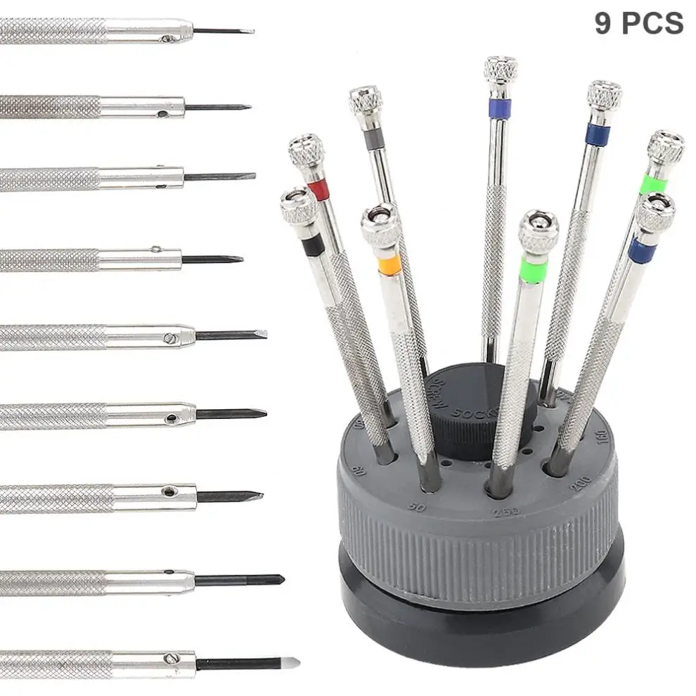 9pcs/lot 0.6mm-2.0mm Pure Steel Screwdriver with Slotted and Philips Screw Head for Watch / Glasses Repair
9pcs/lot 0.6mm-2.0mm Pure Steel Screwdriver with Slotted and Philips Screw Head for Watch / Glasses Repair
