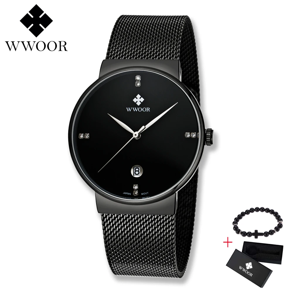 2019 WWOOR All black Mens Watch Fashion Top Brand Luxury Quartz Watch Men Casual Slim Mesh Steel Sport Watch Relogio Masculino
2019 WWOOR All black Mens Watch Fashion Top Brand Luxury Quartz Watch Men Casual Slim Mesh Steel Sport Watch Relogio Masculino