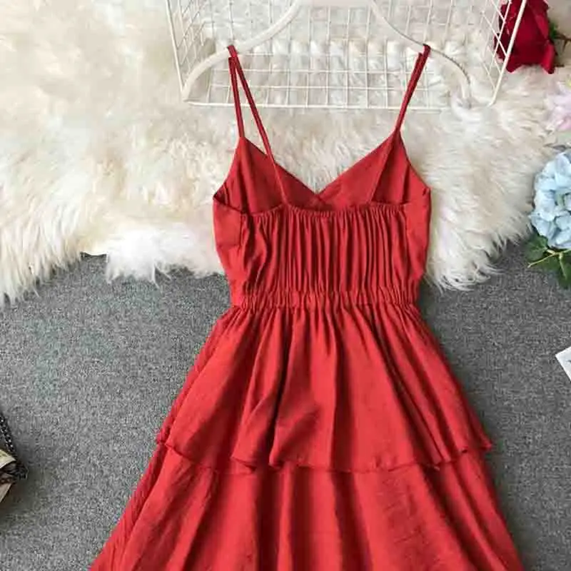 2019 Summer Ruffled Chiffon Sling Dress Women Slim V-neck strap sleeveless Backless Cake Dresses Bohemia Sexy Beach Long Dress
2019 Summer Ruffled Chiffon Sling Dress Women Slim V-neck strap sleeveless Backless Cake Dresses Bohemia Sexy Beach Long Dress