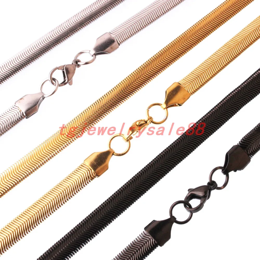6mm Wide Stainless Steel Flat Snake Herringbone Chain Necklace Choker Women's Men's Silver Color Gold Color Jewelry 20/24/28inch
6mm Wide Stainless Steel Flat Snake Herringbone Chain Necklace Choker Women's Men's Silver Color Gold Color Jewelry 20/24/28inch