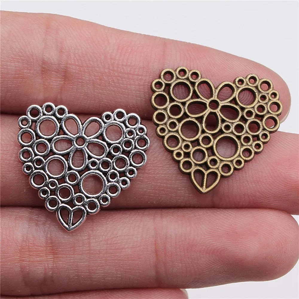WYSIWYG 15pcs 23x25mm 2 Colors Filigree Flower Heart Charms Hollow Flower Heart Charm Pendant
WYSIWYG 15pcs 23x25mm 2 Colors Filigree Flower Heart Charms Hollow Flower Heart Charm Pendant