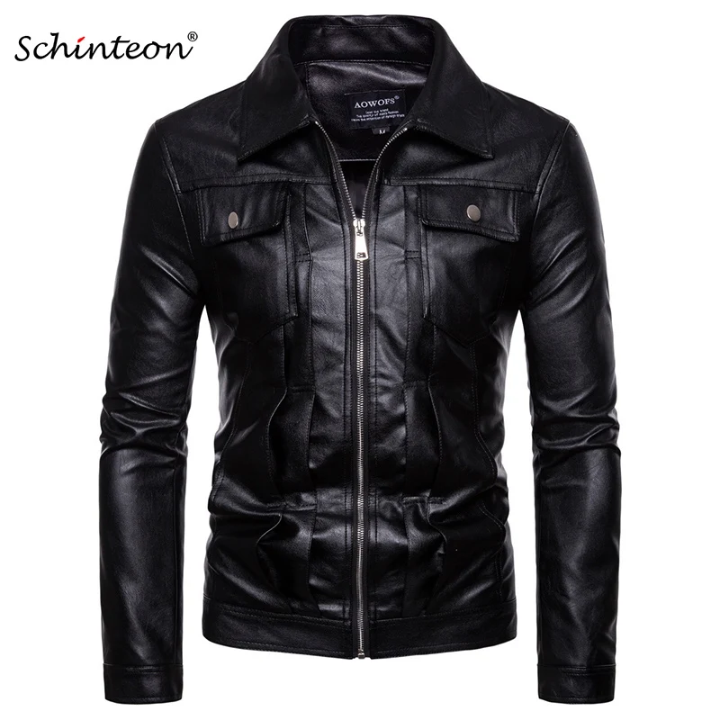 Schinteon EU US Size Men PU Leather Jacket Outwear Two Pront Pockets Turn-down Collar Motorcycle Coat
Schinteon EU US Size Men PU Leather Jacket Outwear Two Pront Pockets Turn-down Collar Motorcycle Coat