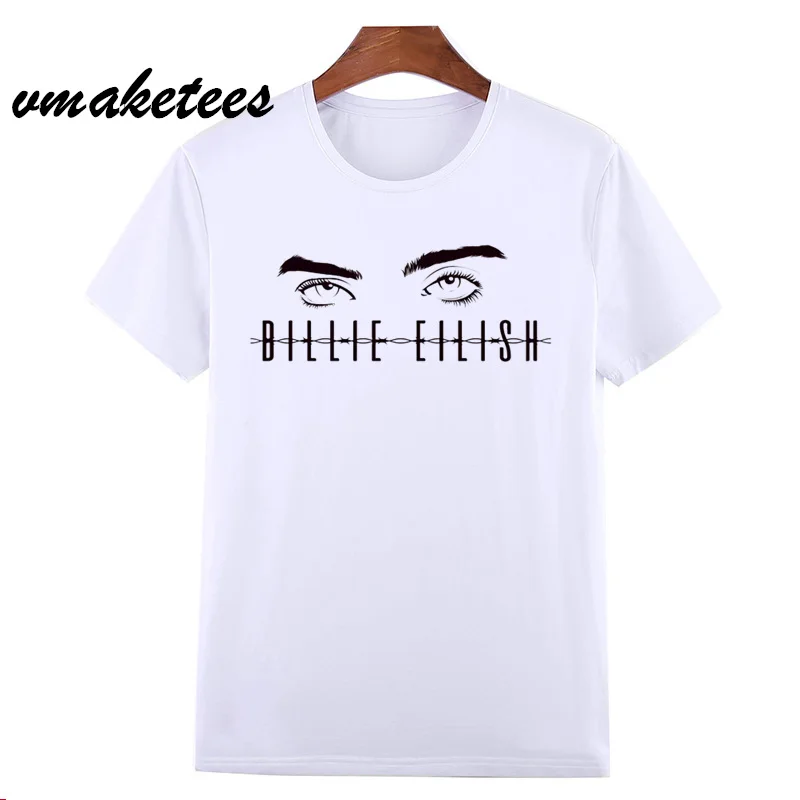 Billie Eilish футболка в стиле хип хоп летняя с круглым вырезом и коротким рукавом для