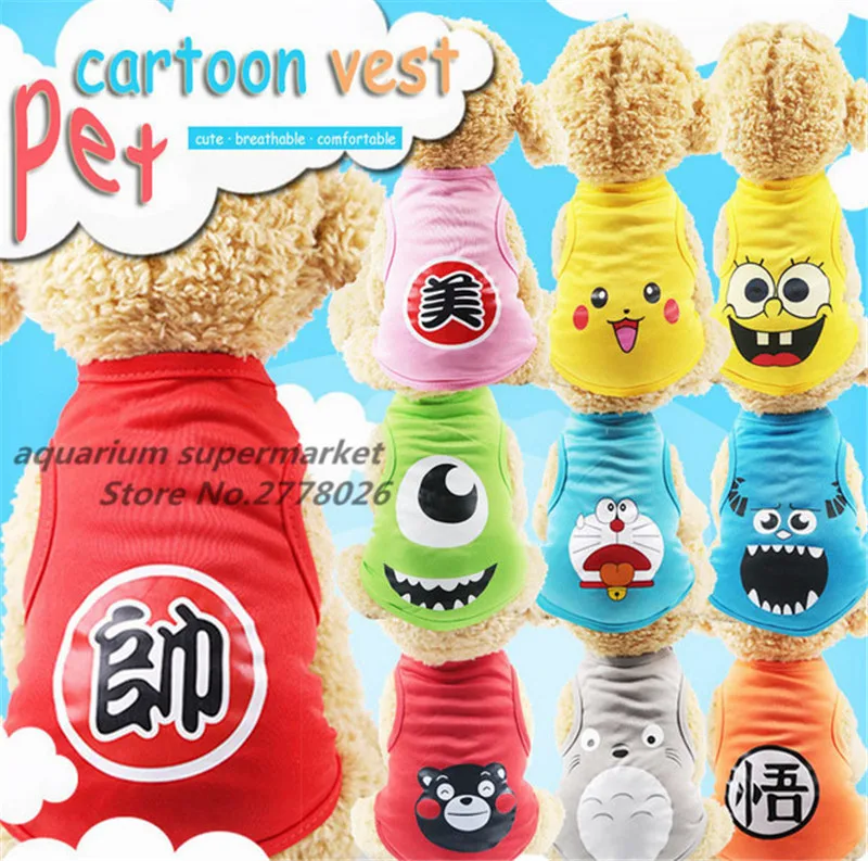 1 piece 11 cartoon styles small dog clothes dog shirt T-shirt breathable pet vest pet dog supplies XS/S/M/L/XL/XXL
1 piece 11 cartoon styles small dog clothes dog shirt T-shirt breathable pet vest pet dog supplies XS/S/M/L/XL/XXL