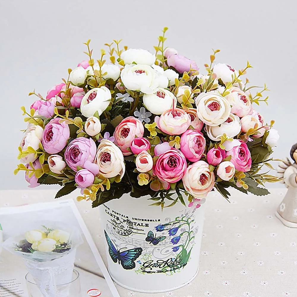 1 Bouquet Artificial Flowers Cheap Silk Plants European Fall Small Tea Bud Fake Leaf Wedding Home Party Vases for Decoration
1 Bouquet Artificial Flowers Cheap Silk Plants European Fall Small Tea Bud Fake Leaf Wedding Home Party Vases for Decoration