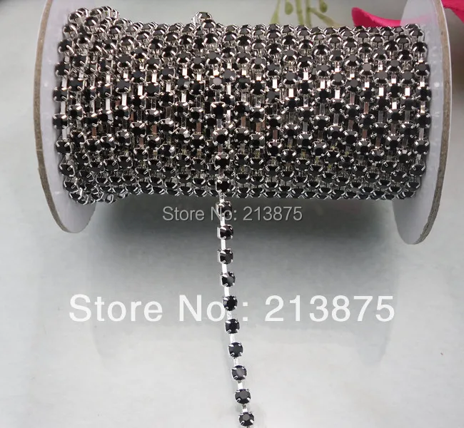 Free shipping SS12 3mm 10 Yard Black crystal glass rhinestone close silver chain trims Wedding dresses Garment accessories
Free shipping SS12 3mm 10 Yard Black crystal glass rhinestone close silver chain trims Wedding dresses Garment accessories