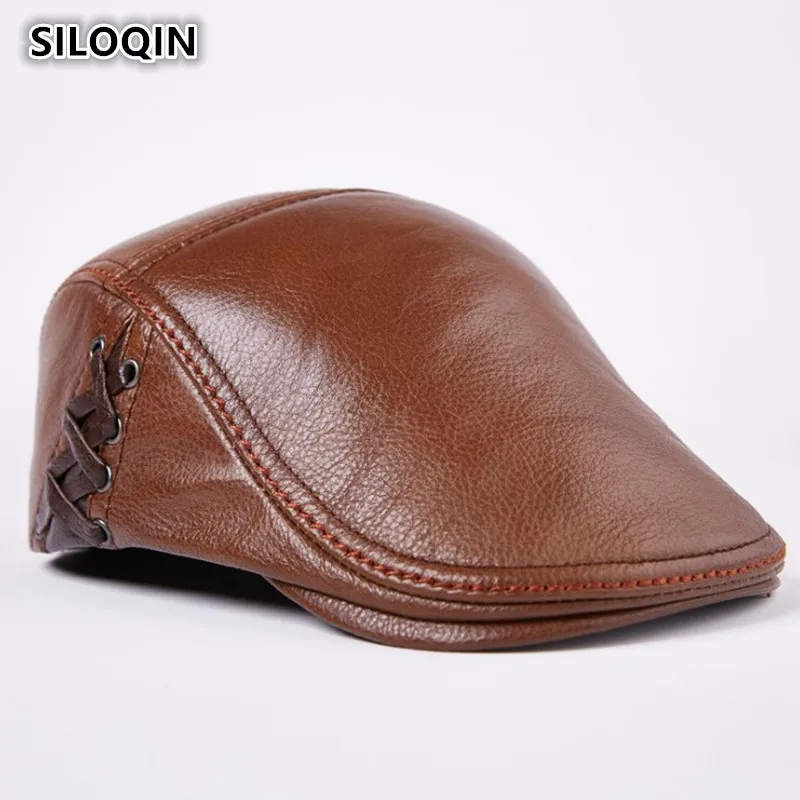 SILOQIN Winter Warm Men's Genuine Leather Cap Cowhide Berets For Adult Men Personality Hip-hop Trend Brand Male Bone Visor Caps
SILOQIN Winter Warm Men's Genuine Leather Cap Cowhide Berets For Adult Men Personality Hip-hop Trend Brand Male Bone Visor Caps