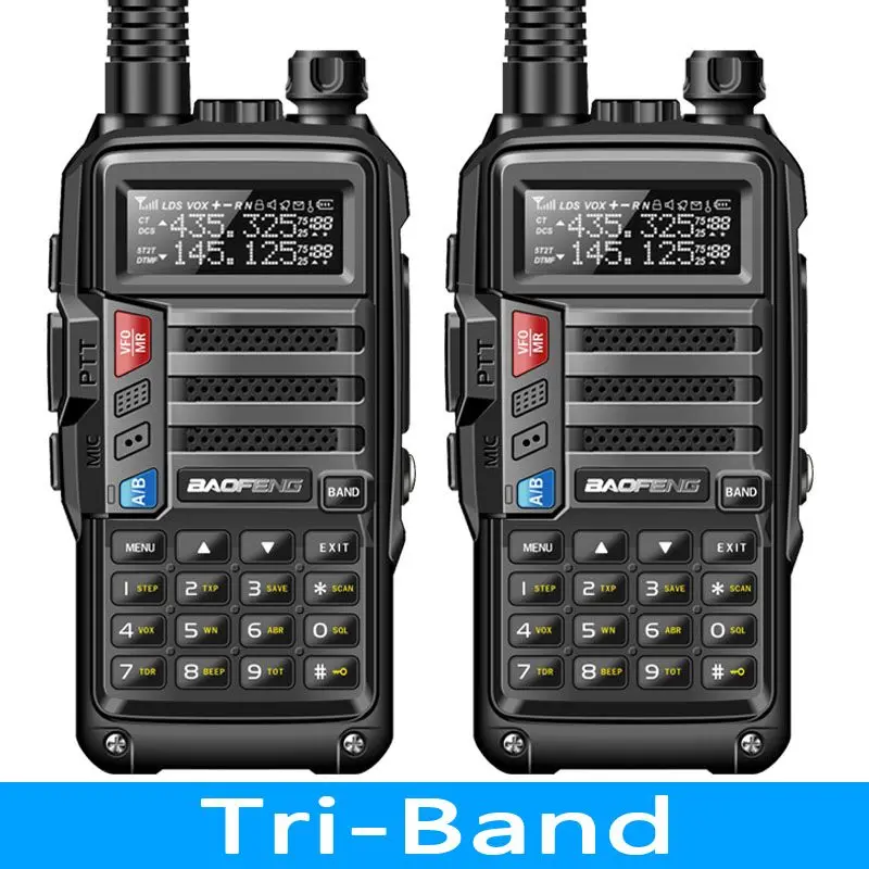 2pcs 2020 BaoFeng UV-S9 Tri-Band 8W 2Pcs Antenna VHF UHF 136-174Mhz/220-260Mhz/400-520Mhz 10km Long Range Portable Walkie Talkie
2pcs 2020 BaoFeng UV-S9 Tri-Band 8W 2Pcs Antenna VHF UHF 136-174Mhz/220-260Mhz/400-520Mhz 10km Long Range Portable Walkie Talkie