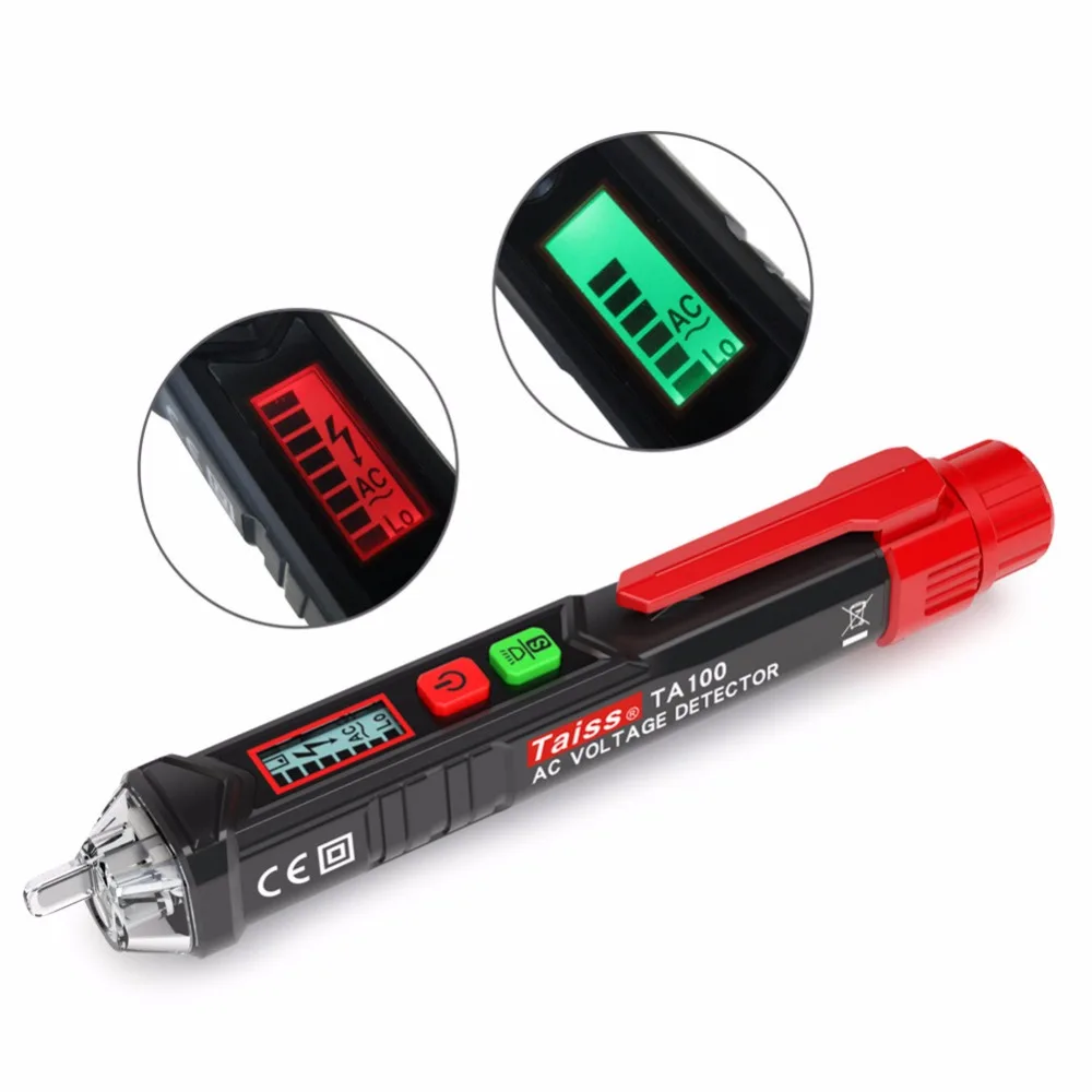 Taiss/ Non-contact AC Voltage Detector Tester Meter 12V-1000V Pen style Voltage Detector LCD Alarm Self-testing
Taiss/ Non-contact AC Voltage Detector Tester Meter 12V-1000V Pen style Voltage Detector LCD Alarm Self-testing