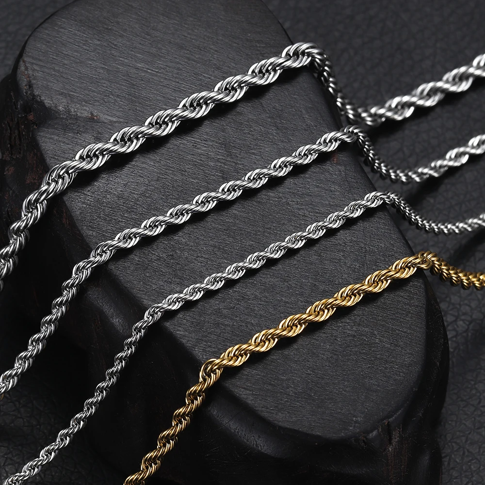 Stainless Steel Finished Chains Necklace Twisted Rope Chain with Lobster Clasp Steel Tone Men's Jewelry DIY Accessories
Stainless Steel Finished Chains Necklace Twisted Rope Chain with Lobster Clasp Steel Tone Men's Jewelry DIY Accessories