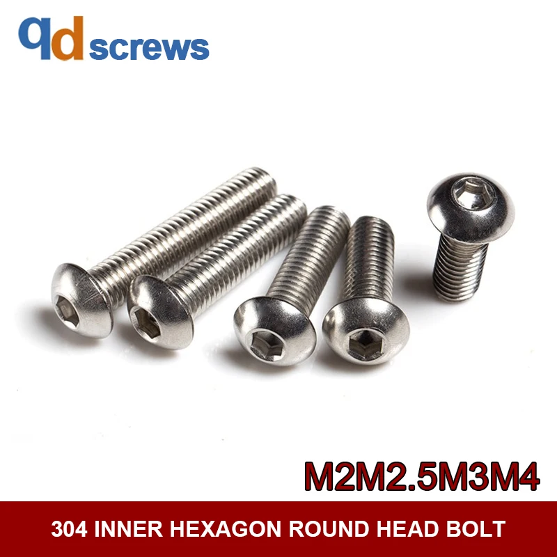 304 M2M2.5M3M4 inner hexagon screw round head stainless steel bolt GB70.2 ISO 7380 JIS B 1174
304 M2M2.5M3M4 inner hexagon screw round head stainless steel bolt GB70.2 ISO 7380 JIS B 1174