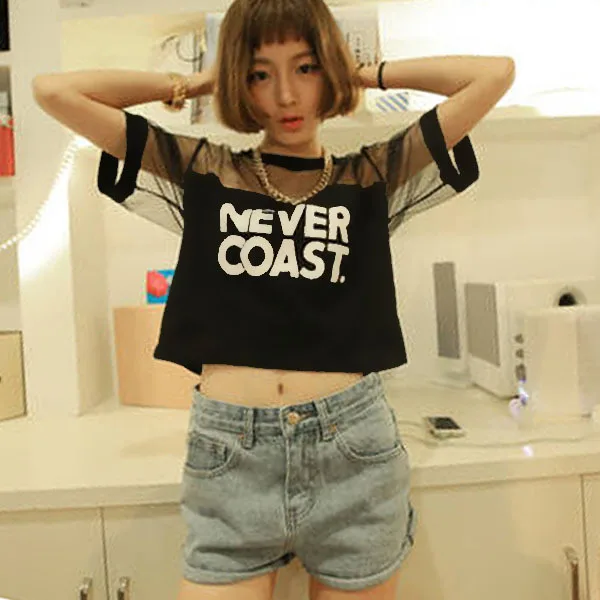 Women T-Shirt Crop Top Shirt Sleeve Mesh See-through Short Tops Crew Neck See-through Gauze Tops New Arrival
Women T-Shirt Crop Top Shirt Sleeve Mesh See-through Short Tops Crew Neck See-through Gauze Tops New Arrival