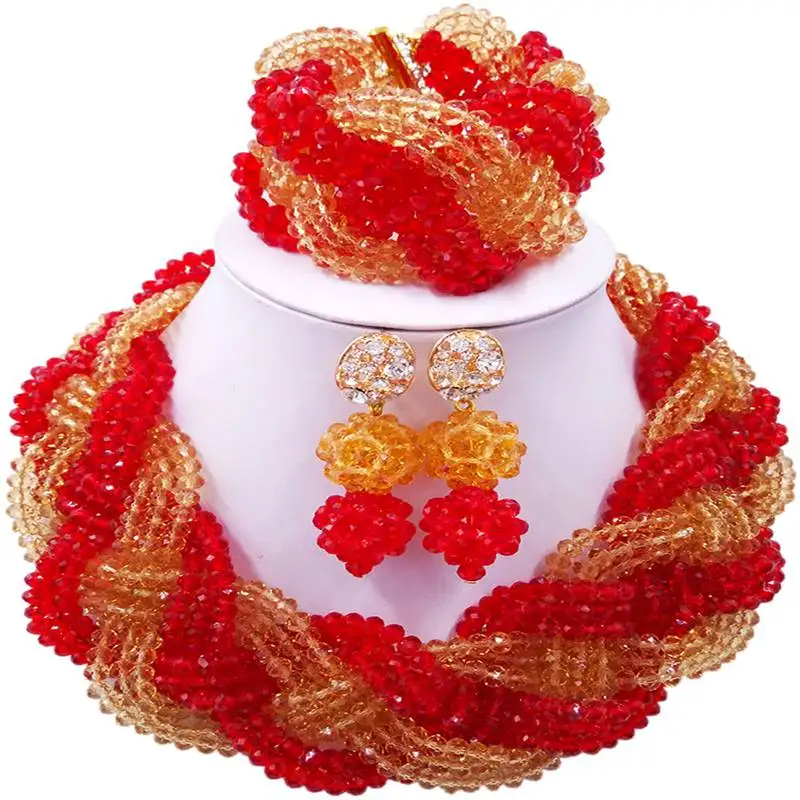 Marvelous Red Champagne Gold African Classic Crystal Anniversary Jewelry Sets for Women 12C-BZ-26
Marvelous Red Champagne Gold African Classic Crystal Anniversary Jewelry Sets for Women 12C-BZ-26