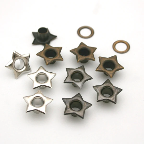 300sets/lot 4.5mm metal brass eyelets with washer star shape metal grommets silver/black/bronze free shipping JY-014
300sets/lot 4.5mm metal brass eyelets with washer star shape metal grommets silver/black/bronze free shipping JY-014
