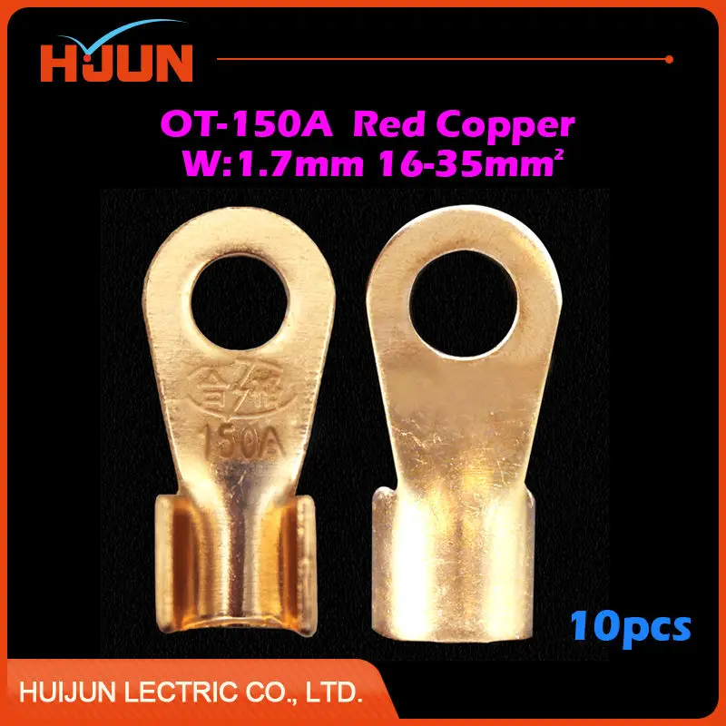 10pcs/lot OT-150A 10.2mm Dia Red Copper Circular Splice Crimp Terminal Wire Naked Connector for 16-35 Square Cable
10pcs/lot OT-150A 10.2mm Dia Red Copper Circular Splice Crimp Terminal Wire Naked Connector for 16-35 Square Cable