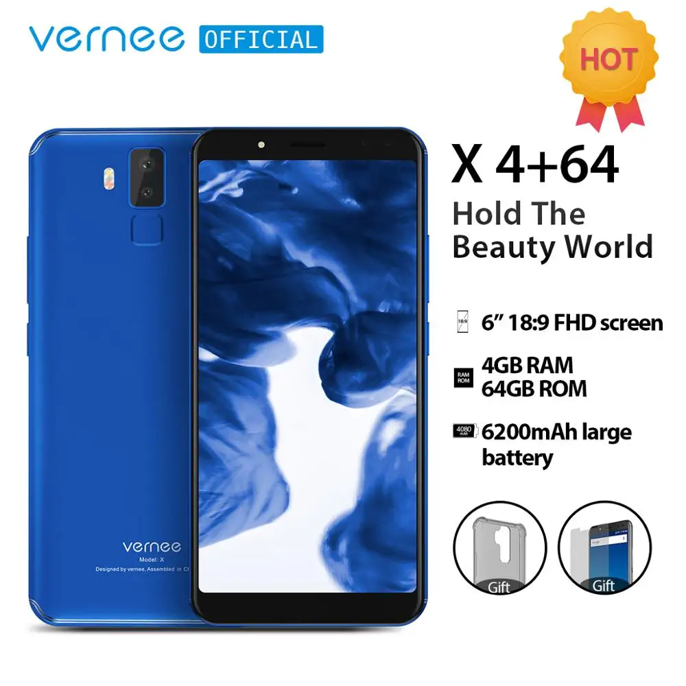 Vernee X 6 0 дюймов 6200 мАч 18:9 FHD Смартфон 4 г LTE сотовый телефон Face ID ГБ Оперативная
