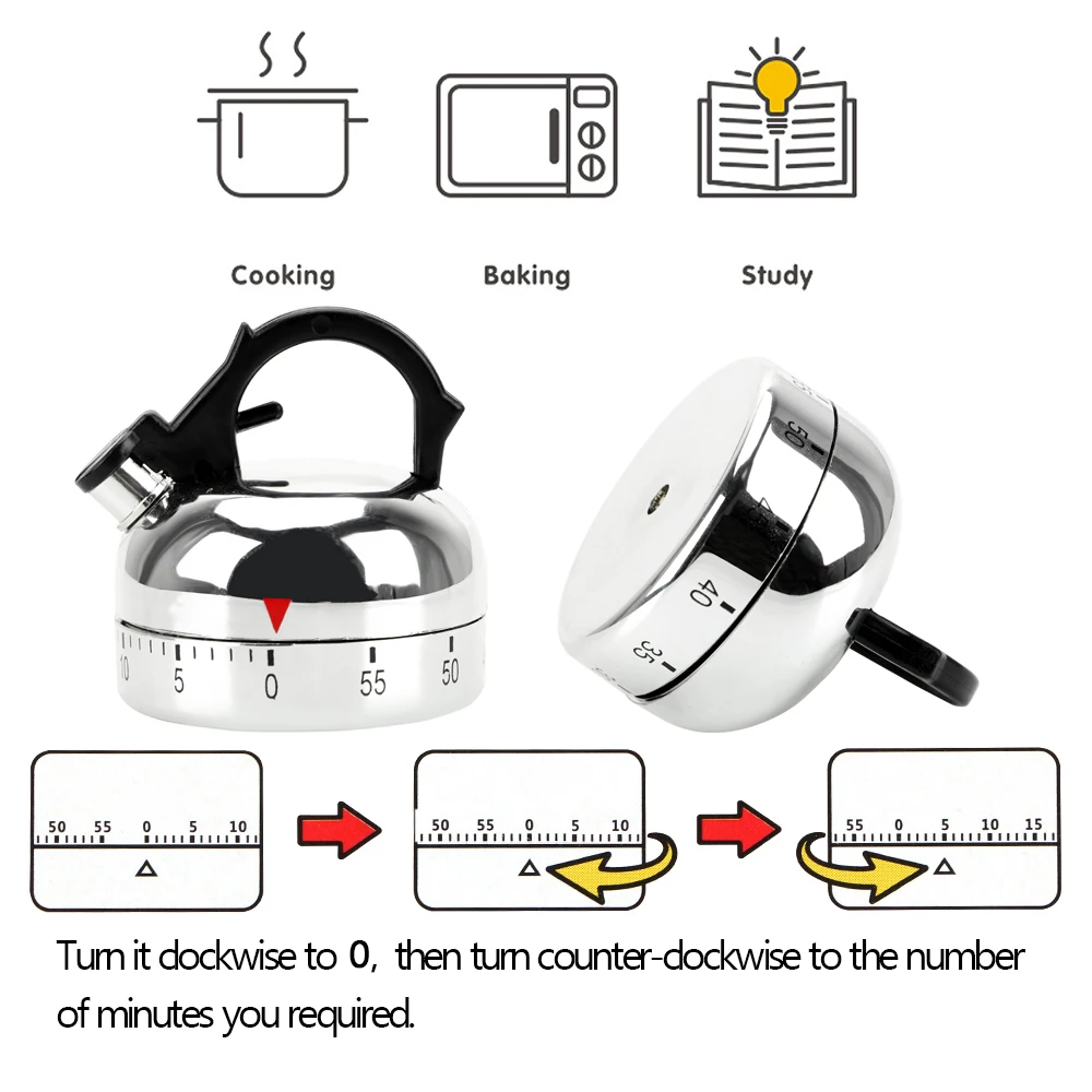 HILIFE 60 Minutes Kitchen Timer Kettle Shape Gadgets Mechanical Timer Countdown Alarm Reminder Cooking Reminders Tools
HILIFE 60 Minutes Kitchen Timer Kettle Shape Gadgets Mechanical Timer Countdown Alarm Reminder Cooking Reminders Tools