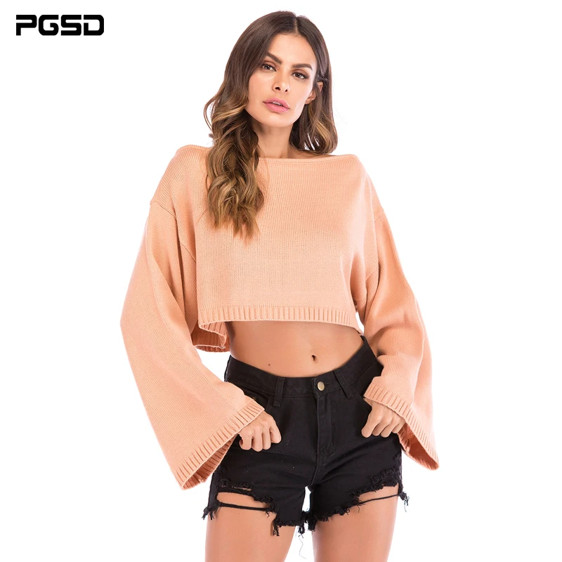 PGSD Autumn Women Knitted sweater korean fashion Solid Loose Pullover Clothes pagoda sleeve boat neck loose short Top female
PGSD Autumn Women Knitted sweater korean fashion Solid Loose Pullover Clothes pagoda sleeve boat neck loose short Top female
