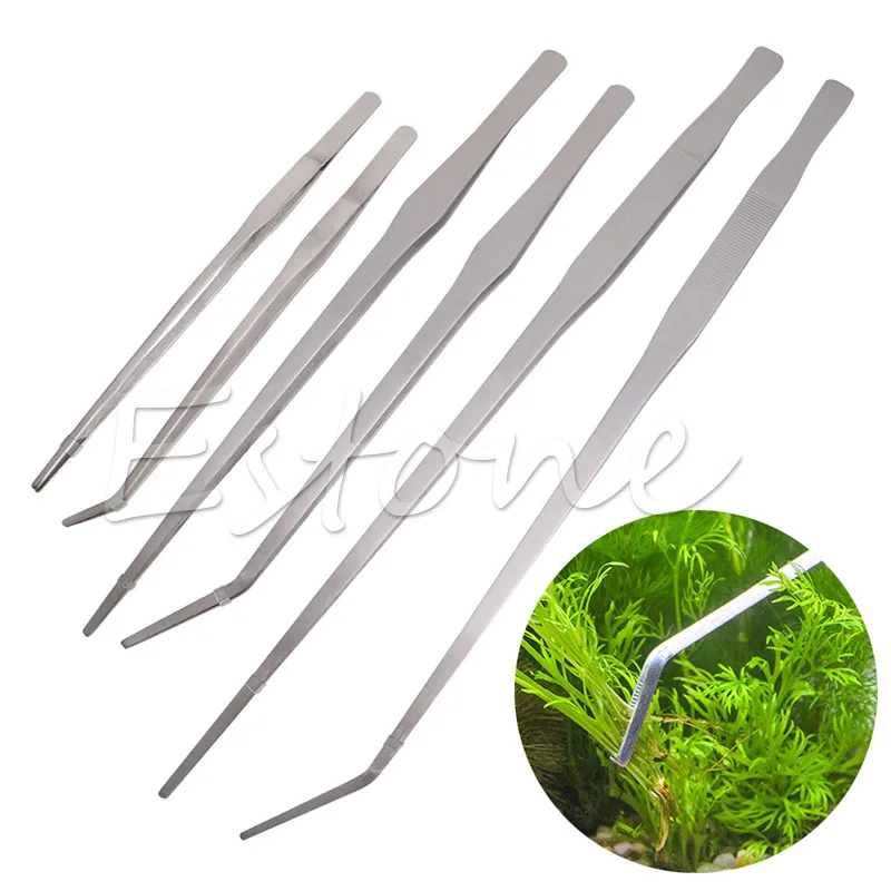 27/38/48cm Fish Tank Tongs Aquarium Stainless Steel Live Plant Tweezers | Cleaning