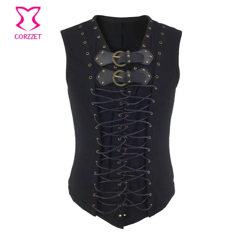 Men Steampunk Double Breasted Vest Black Leather Sleeveless Lace Up Victorian Gothic Corset Waistcoat Vest Vintage Jackets Coats
Men Steampunk Double Breasted Vest Black Leather Sleeveless Lace Up Victorian Gothic Corset Waistcoat Vest Vintage Jackets Coats