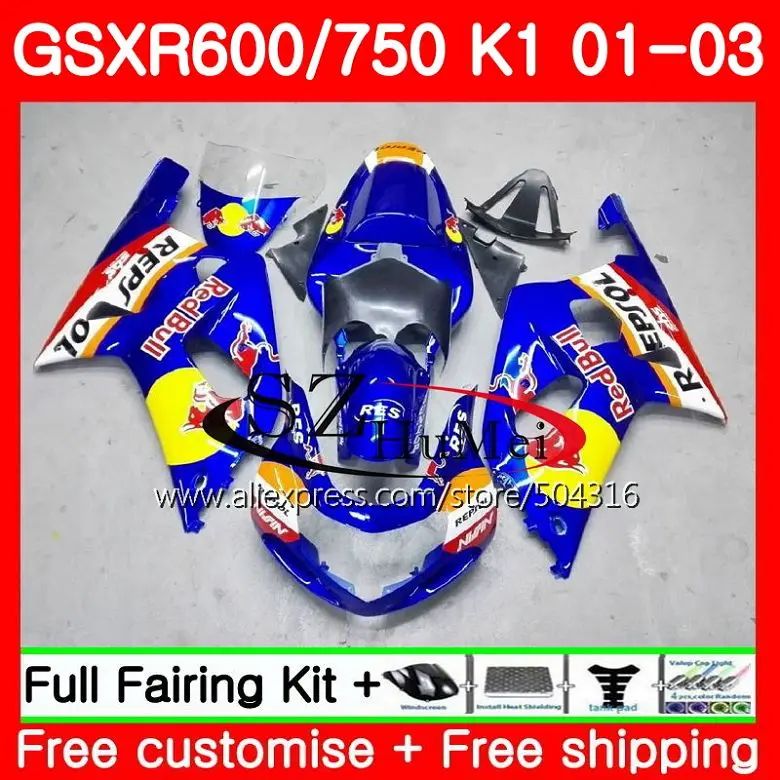 Body For SUZUKI GSX-R600 GSXR 600 GSXR 750 01 03 GSX-R750 Blue yellow 29SH2 K1 GSXR750 01 02 03 GSXR600 2001 2002 2003 Fairing
Body For SUZUKI GSX-R600 GSXR 600 GSXR 750 01 03 GSX-R750 Blue yellow 29SH2 K1 GSXR750 01 02 03 GSXR600 2001 2002 2003 Fairing