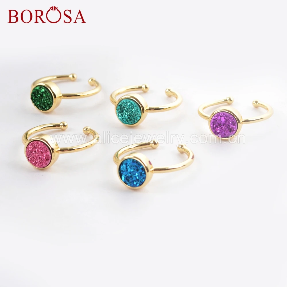 BOROSA 10PCS 9mm Gold Bezel Round Natural Agates Titanium Rainbow Druzy Ring Mixed Colors Drusy Jewelry for Women ZG0362
BOROSA 10PCS 9mm Gold Bezel Round Natural Agates Titanium Rainbow Druzy Ring Mixed Colors Drusy Jewelry for Women ZG0362