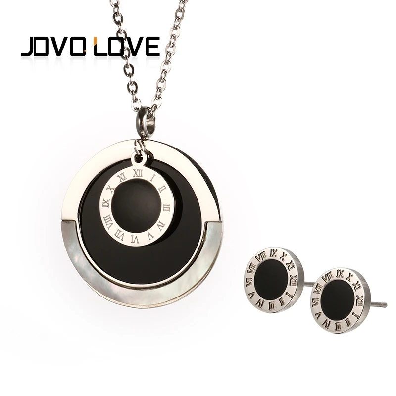 JOVO Charming Stainless Steel Silver Color Necklace & Earrings Jewelry Set for Women Female Roman Numeral Round Earring Necklace
JOVO Charming Stainless Steel Silver Color Necklace & Earrings Jewelry Set for Women Female Roman Numeral Round Earring Necklace